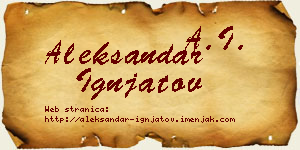 Aleksandar Ignjatov vizit kartica